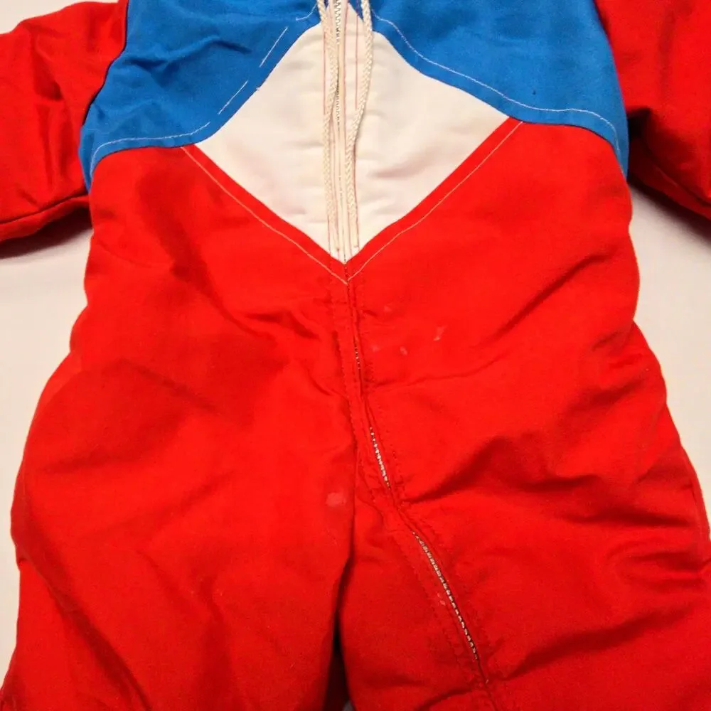 Vintage Weather Tamer Red Blue Hooded Snowsuit Toddler Made in USA Kids 24 Month